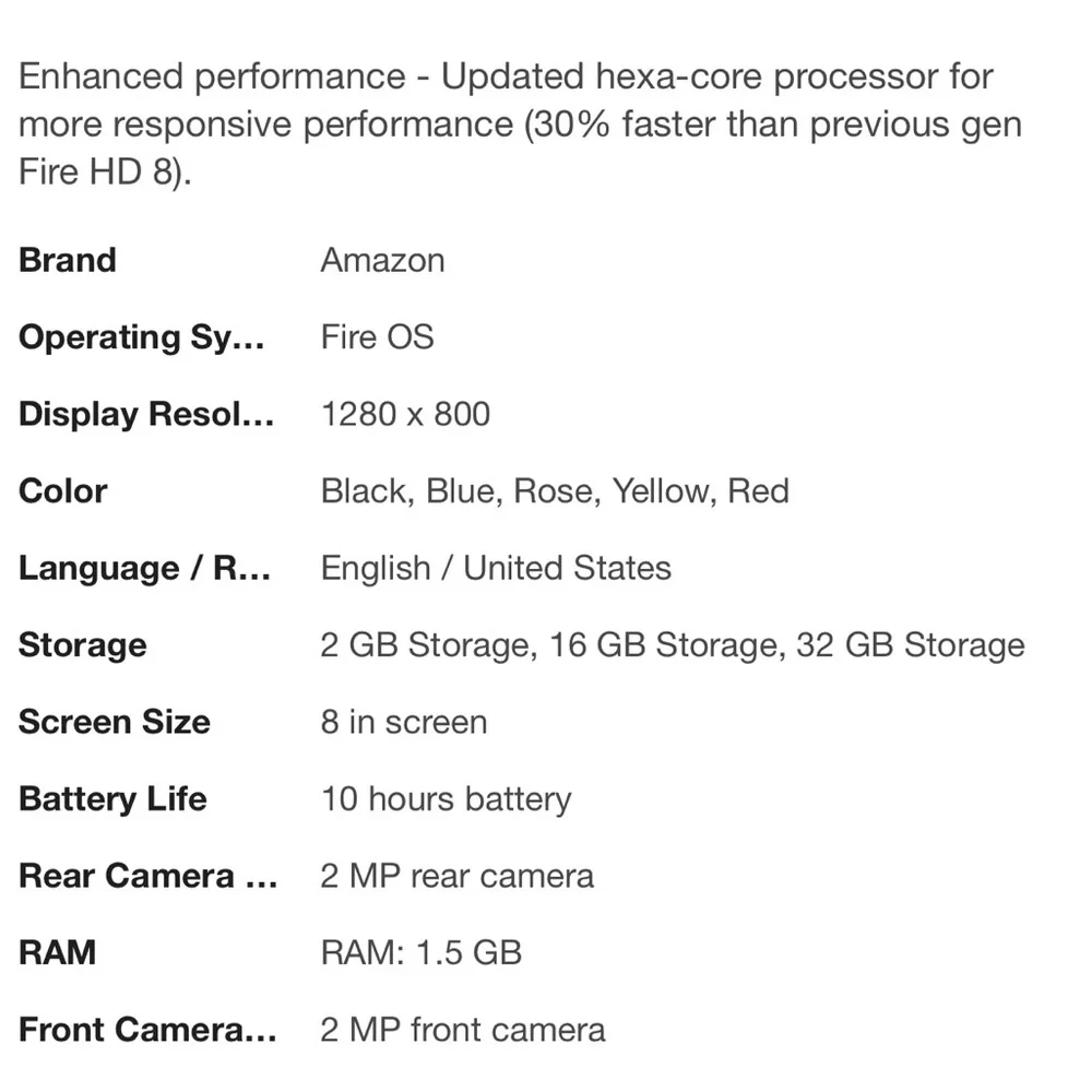 Fire Tablet HD 8 (8th Generation) 16GB - New Without Box